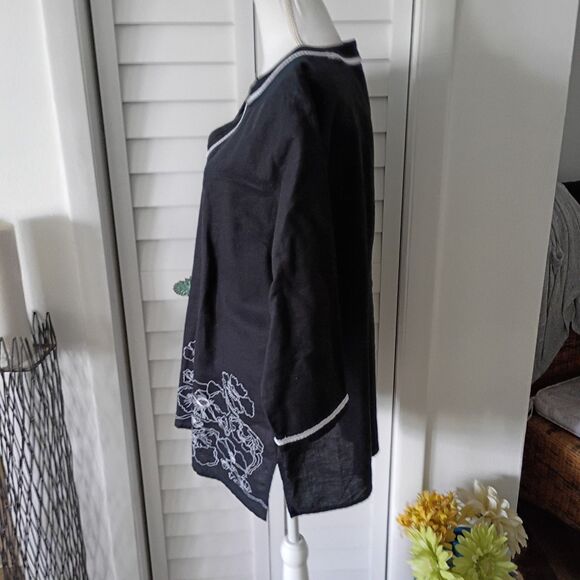Brooks Brothers women's embroidered black Linen/Cotton tunic XL - Picture 5 of 10